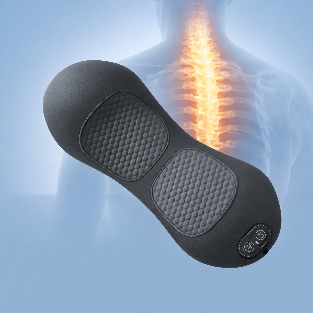 Orevive SpineEase Triple Fusion back massager with its warming glow along the spine